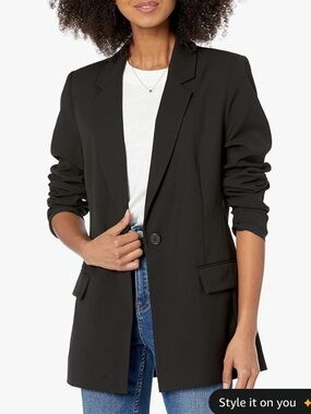 Womens Black Single-Button Blazer Jacket